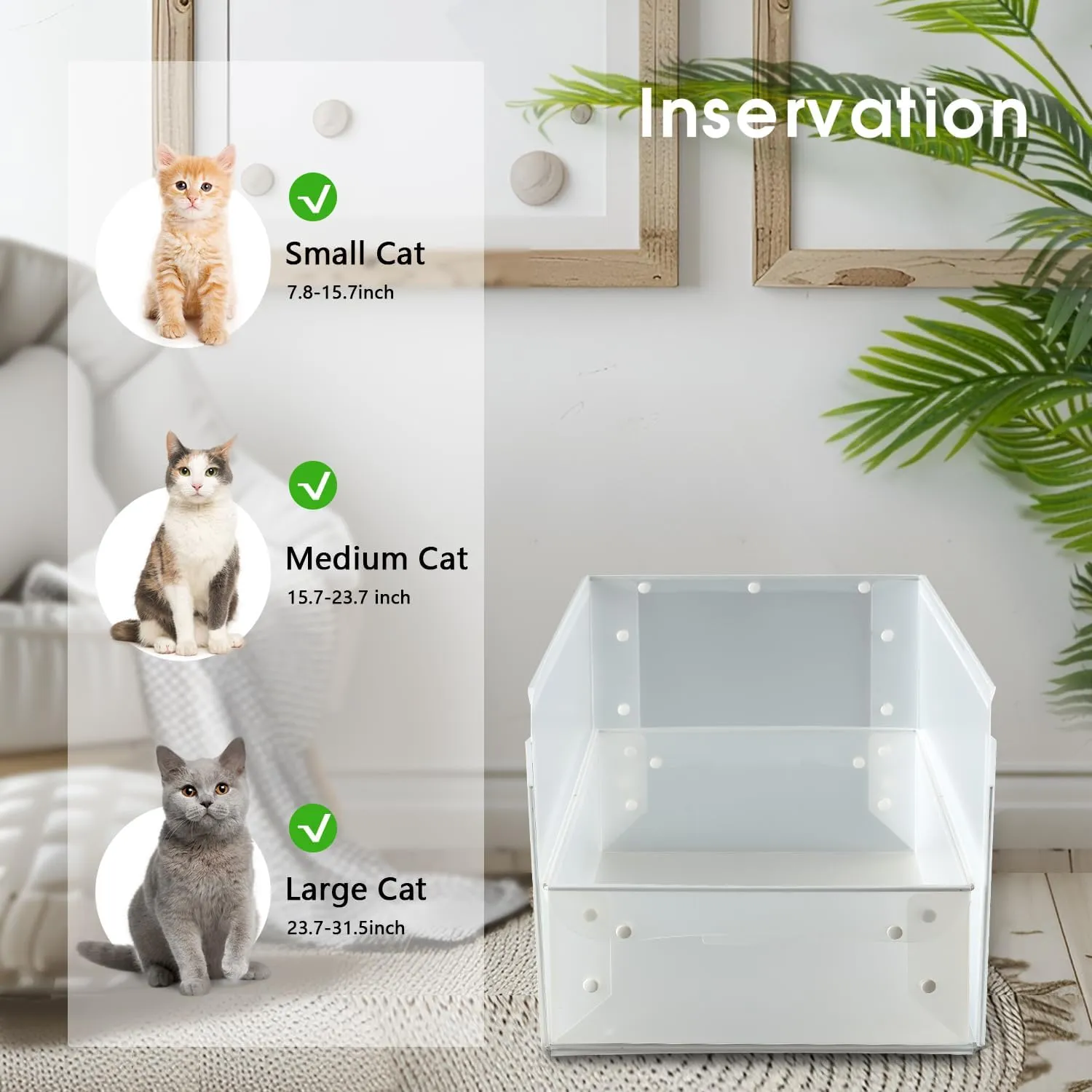 Portable Cat Litter Box Enclosure Furniture,Kitty Large Travel Litter Box for Privacy Without Leaking, Portable, Easy to Clean Easy to Assemble Foldable 18''L X 14''W X 13''H (White, Medium)