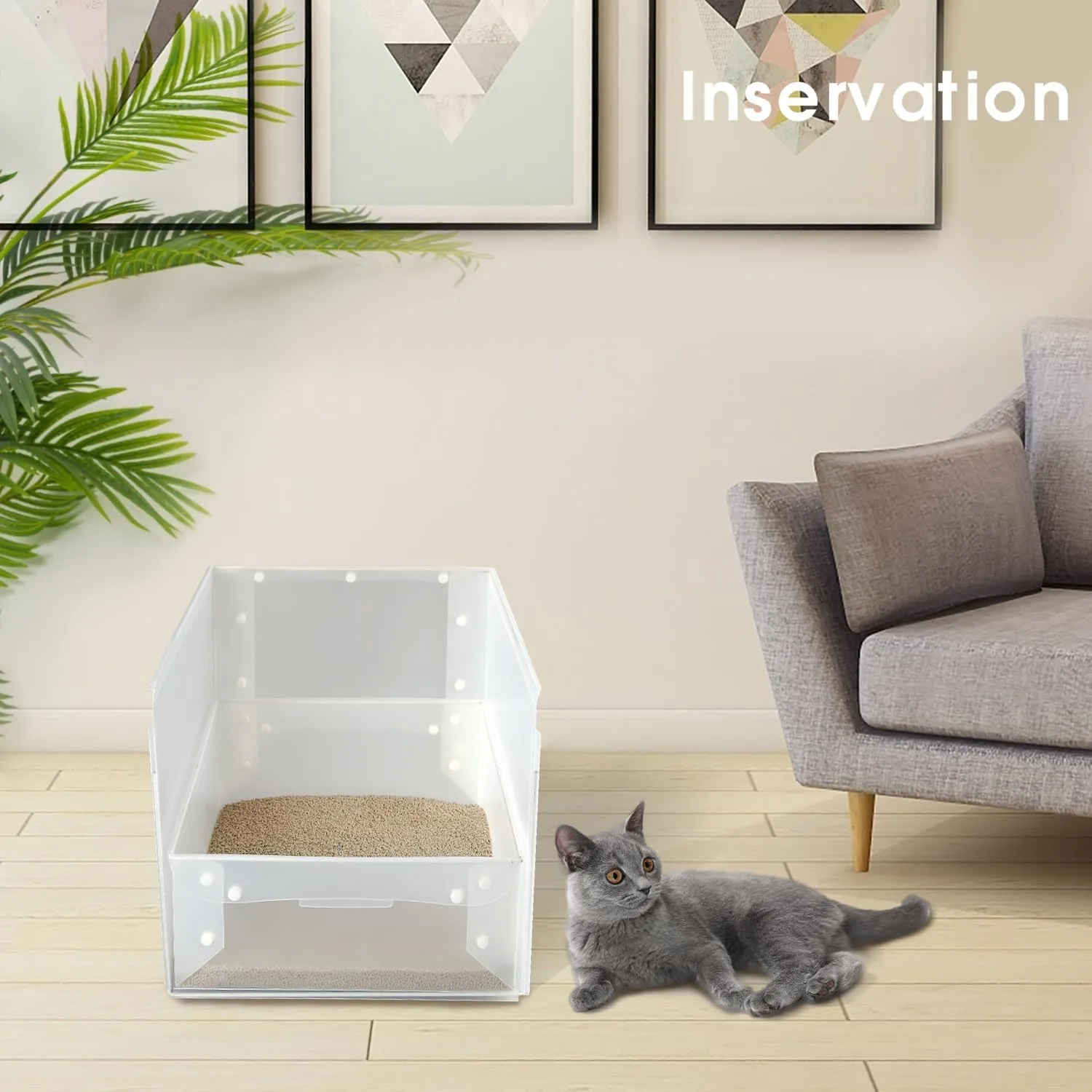 Portable Cat Litter Box Enclosure Furniture,Kitty Large Travel Litter Box for Privacy Without Leaking, Portable, Easy to Clean Easy to Assemble Foldable 18''L X 14''W X 13''H (White, Medium)