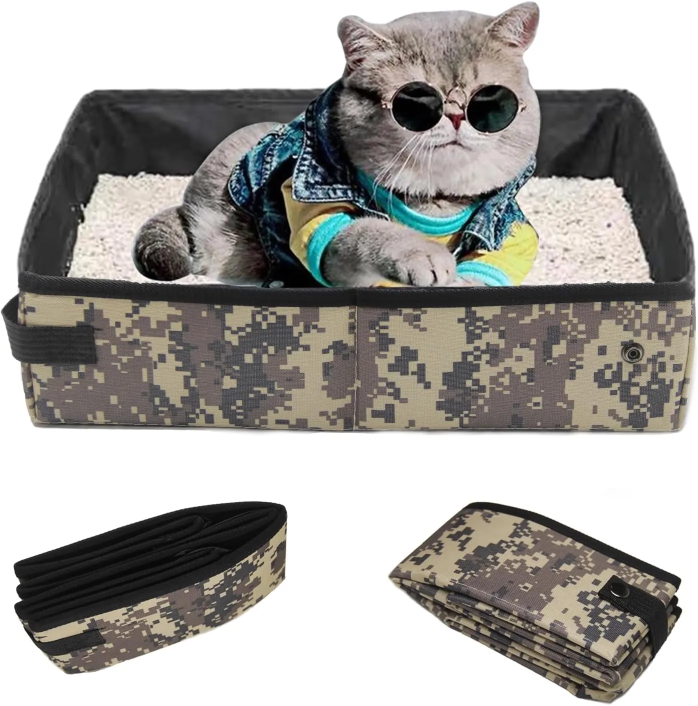 Portable Litter Box for Cats, Folding Cat Travel Litter Box Waterproof, (16 * 12 * 4) inches, Traveling Supplies for Pet