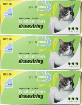 Pureness Large Drawstring Valu-Pak Cat Pan Liners, 20 Count (Pack of 3)