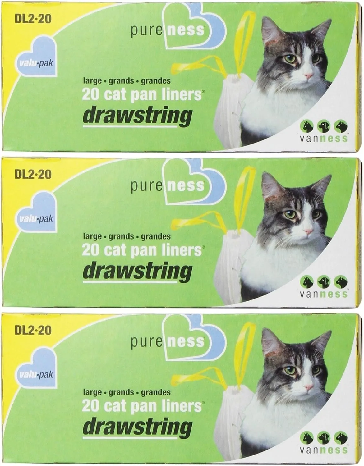 Pureness Large Drawstring Valu-Pak Cat Pan Liners, 20 Count (Pack of 3)