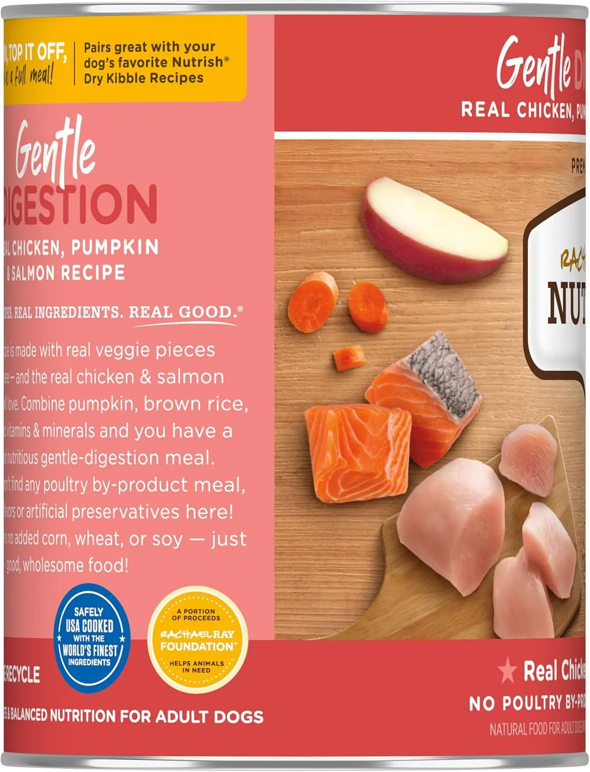Rachael Ray Nutrish Gentle Digestion Wet Dog Food, Real Chicken, Pumpkin & Salmon, 13 Ounce Can (Pack of 12)