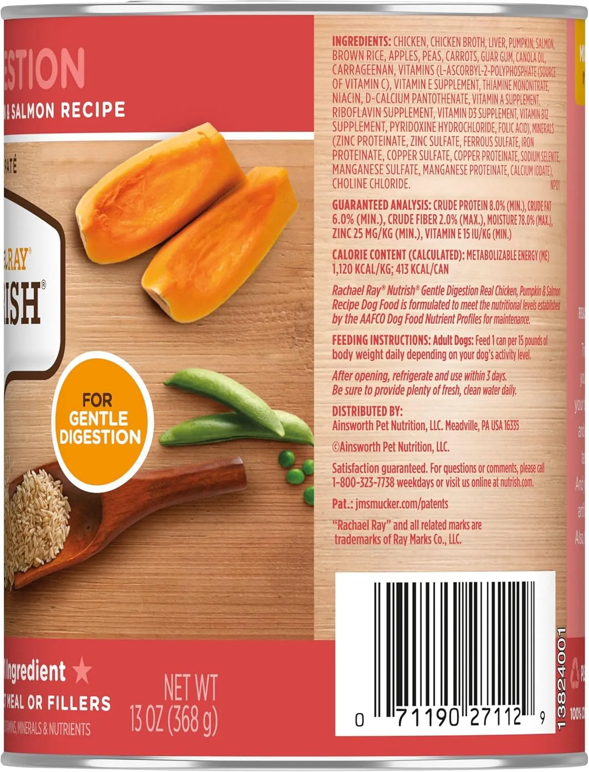 Rachael Ray Nutrish Gentle Digestion Wet Dog Food, Real Chicken, Pumpkin & Salmon, 13 Ounce Can (Pack of 12)