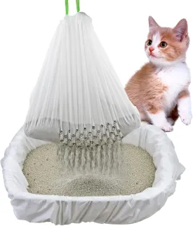 Sifting Cat Litter Box Liners Bags with Holes-Drawstring Scratch Resistant Waste (1, 36x18 Inch (Pack of 7))