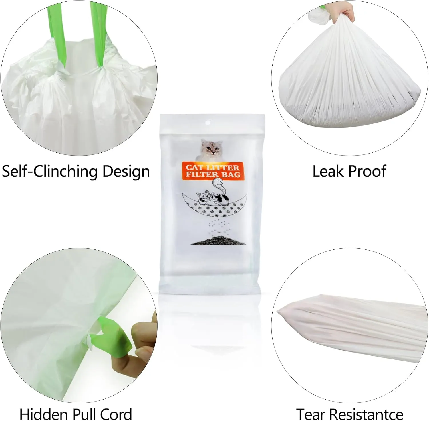 Sifting Cat Litter Box Liners Bags with Holes-Drawstring Scratch Resistant Waste (1, 36x18 Inch (Pack of 7))