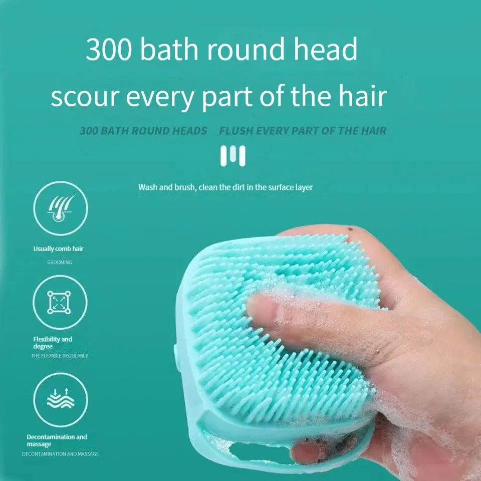 Silicone Bath Brush with Shower Gel Dispenser | Soft & Comfortable for Pets and Humans