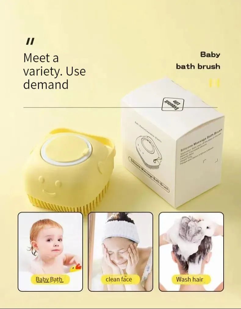 Silicone Bath Brush with Shower Gel Dispenser | Soft & Comfortable for Pets and Humans