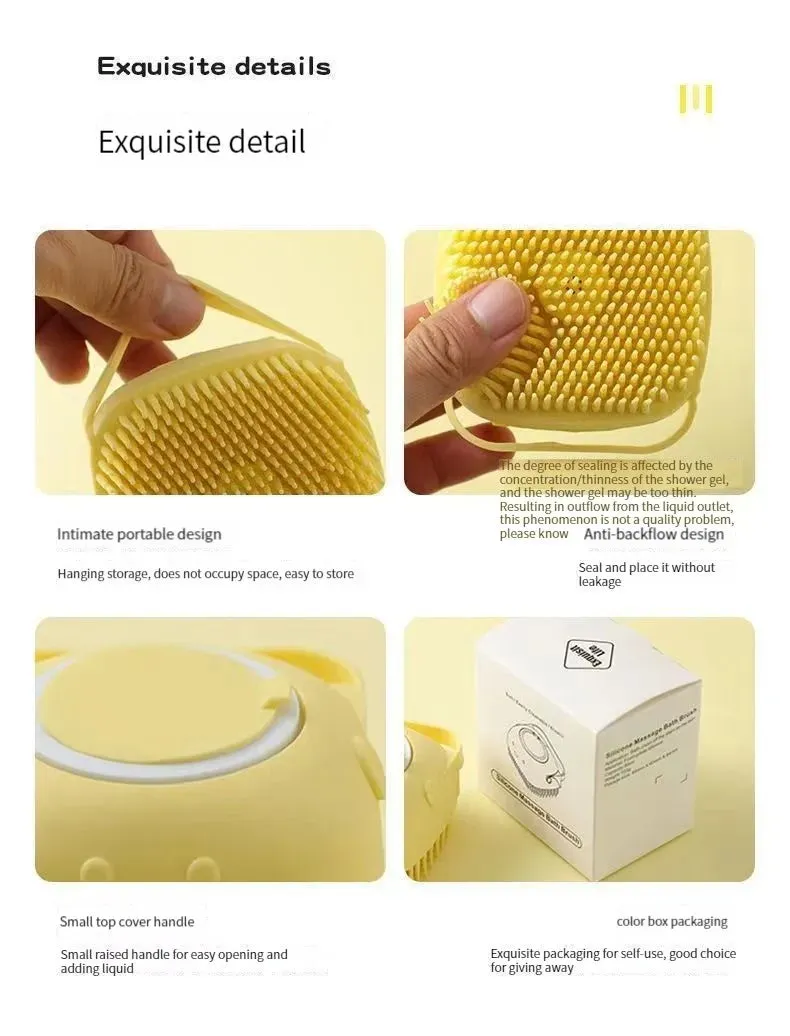 Silicone Bath Brush with Shower Gel Dispenser | Soft & Comfortable for Pets and Humans