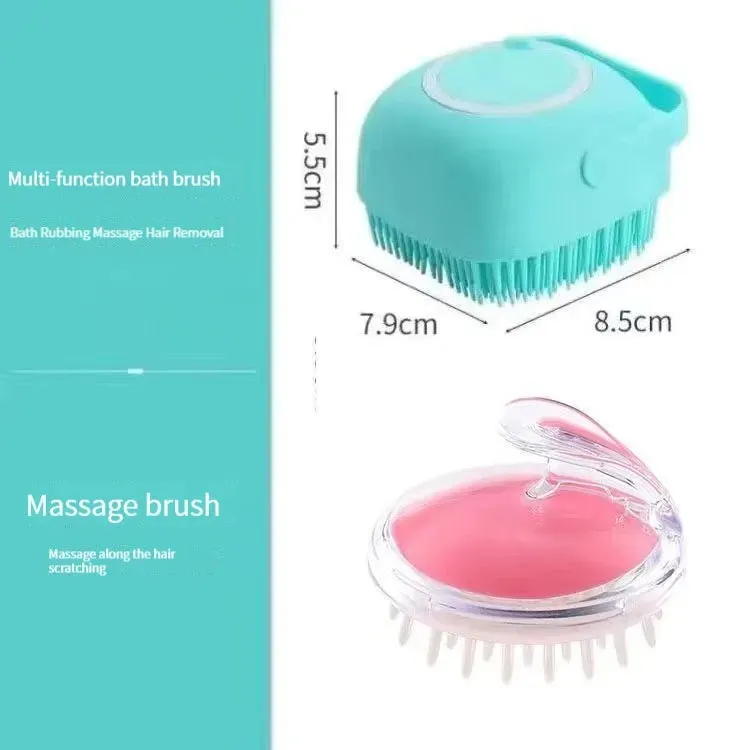 Silicone Bath Brush with Shower Gel Dispenser | Soft & Comfortable for Pets and Humans