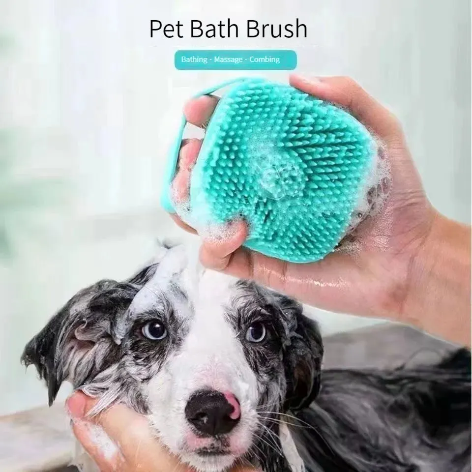 Silicone Bath Brush with Shower Gel Dispenser | Soft & Comfortable for Pets and Humans