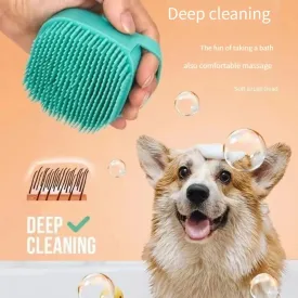 Silicone Bath Brush with Shower Gel Dispenser | Soft & Comfortable for Pets and Humans