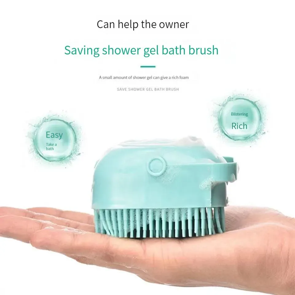 Silicone Bath Brush with Shower Gel Dispenser | Soft & Comfortable for Pets and Humans