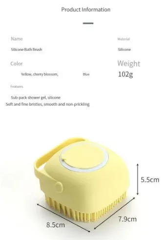 Silicone Bath Brush with Shower Gel Dispenser | Soft & Comfortable for Pets and Humans