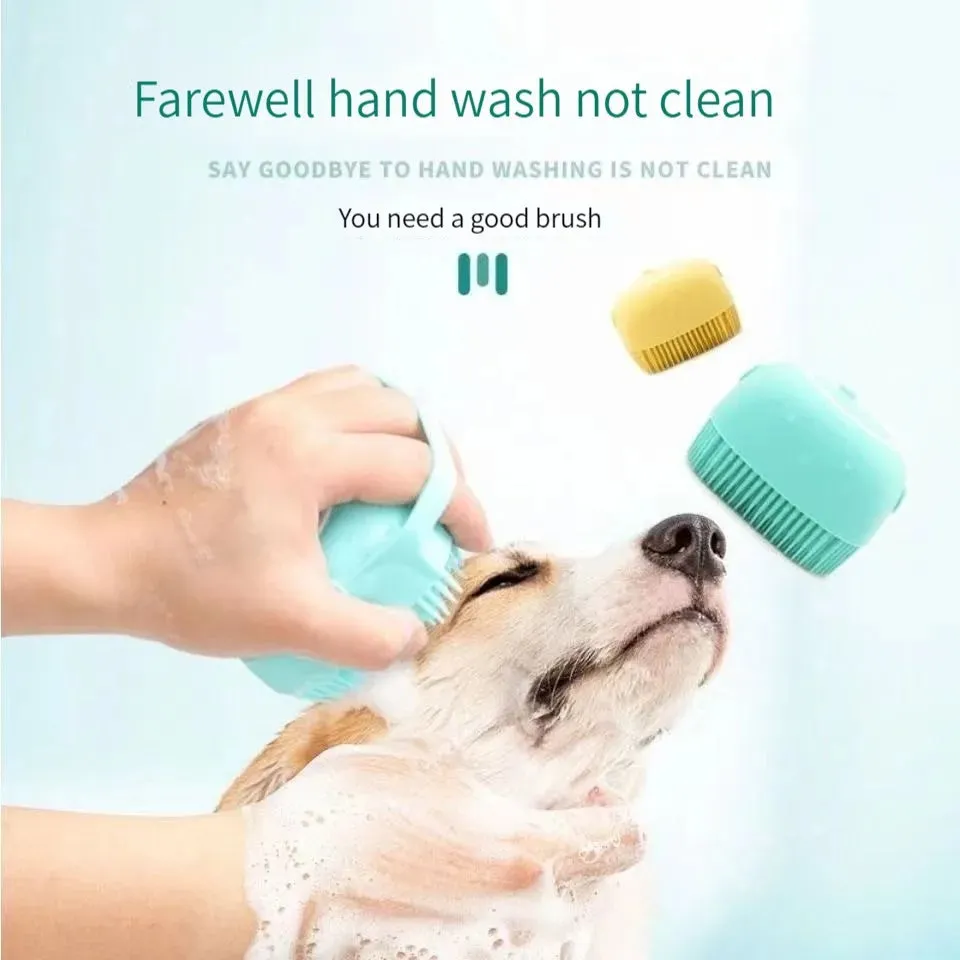 Silicone Bath Brush with Shower Gel Dispenser | Soft & Comfortable for Pets and Humans