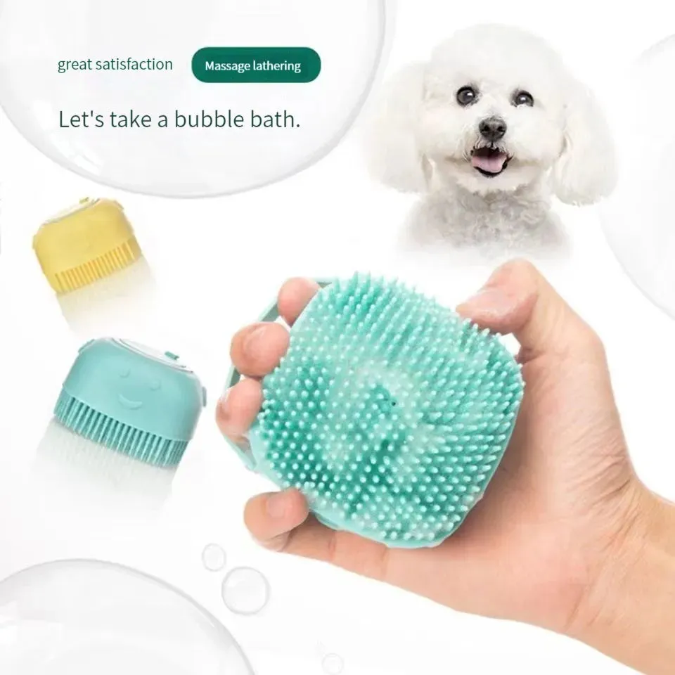Silicone Bath Brush with Shower Gel Dispenser | Soft & Comfortable for Pets and Humans
