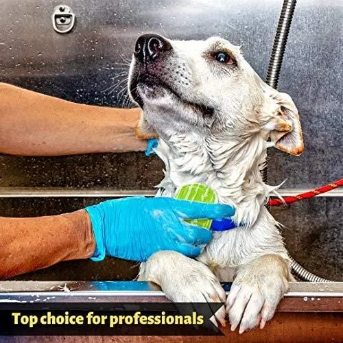 Tank and Sherman Dog Shampoo Rubber Brush - Easy to Clean Dog Bath Brush with Fur Catching Screen - Soft 4 Point Bristle Cat and Dog Brush - Enjoy Dog Bathing and Dog Grooming Once Again