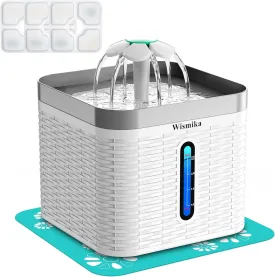 Upgraded Pet Fountain, 84oz/2.5L Automatic Cat Dog Water Fountain, Quiet Electric Dispenser Bowl with Intelligent Pump and LED Indicator and 3 Replacement Filters for Cats Dogs