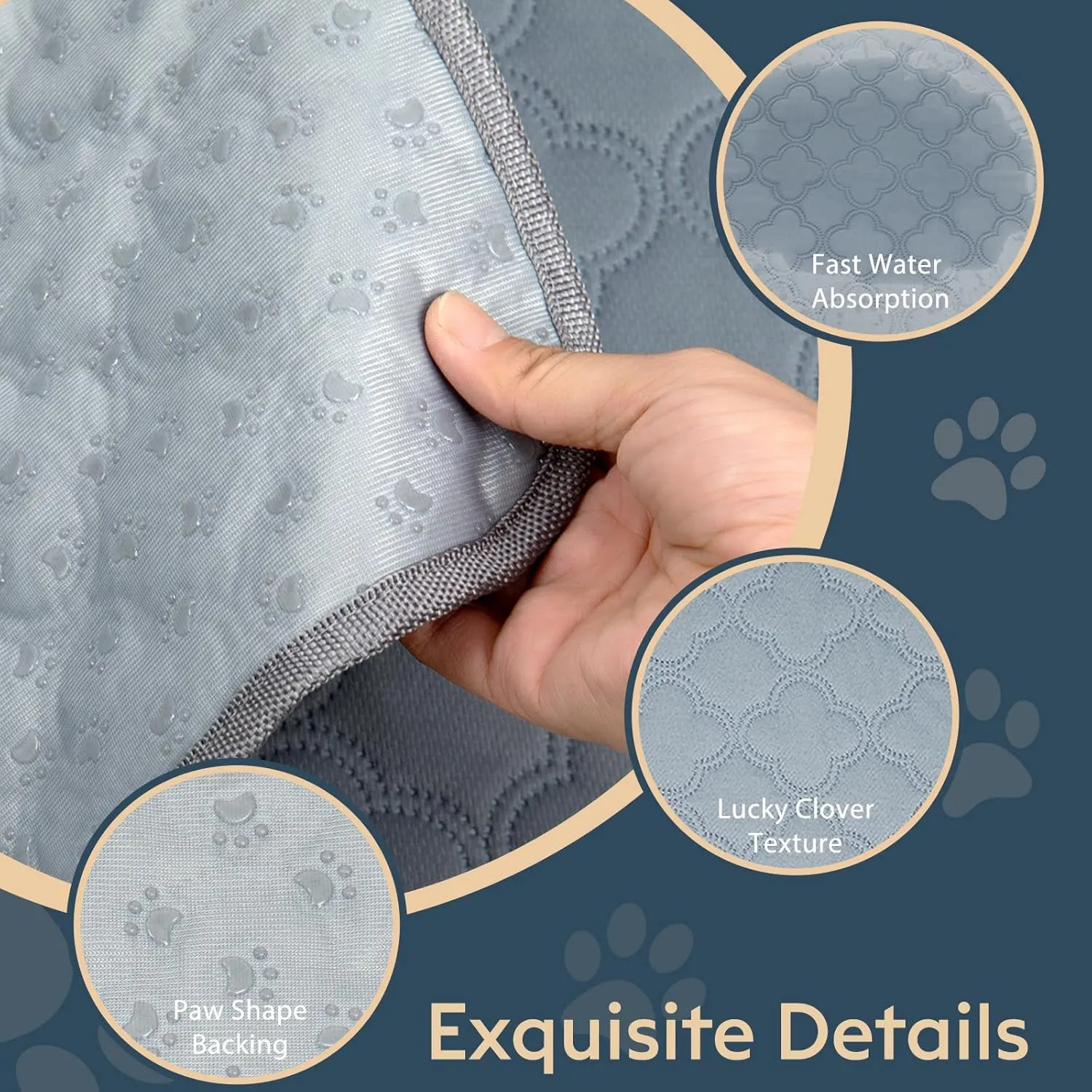 Washable Pee Pads for Dogs - 2 Pack Reusable Pee PadsWaterproof Puppy PadsPet Training PadsSuper Absorbent with Dog Paw Shape Non-Slip Backing (Light Grey, 18" X 24" - 2 Pack)